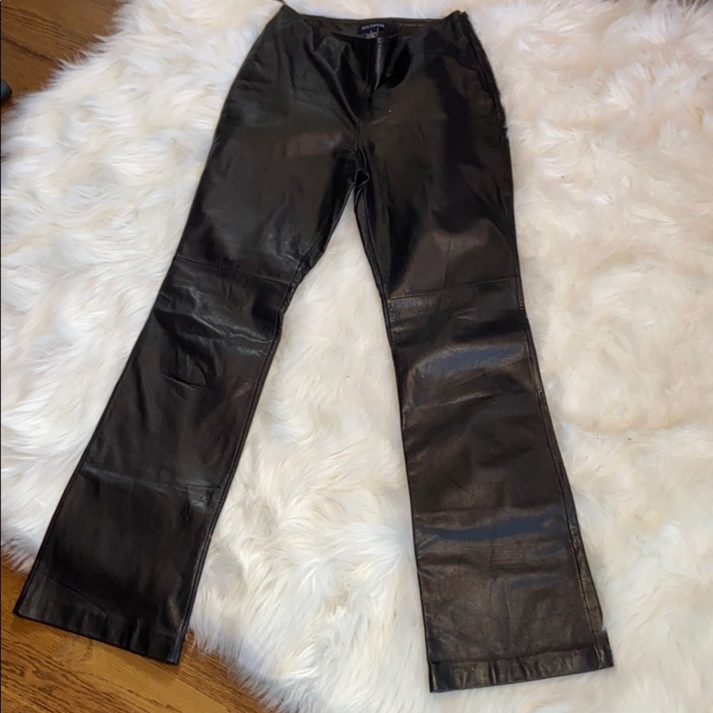 Ann Taylor Black Leather Pants Size 4